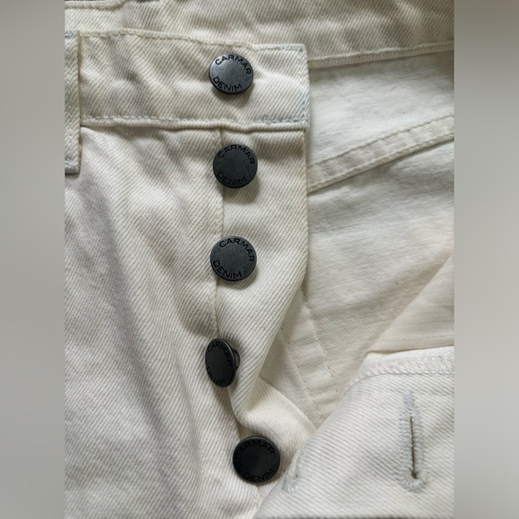 New Carmar Titania High Rise Cut Off Shorts Sz 27 white neon zipper Jean shorts - Picture 7 of 7